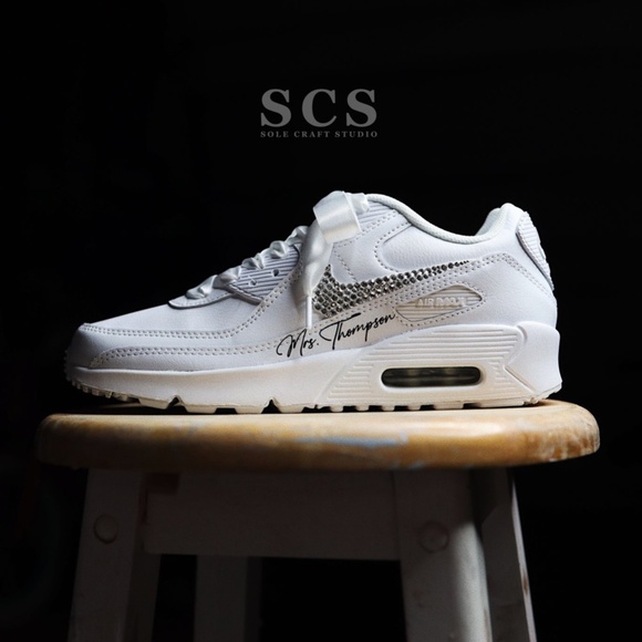 Personalized Wedding Sneakers for the Bride - Nike Air Max 90 - Picture 4 of 6